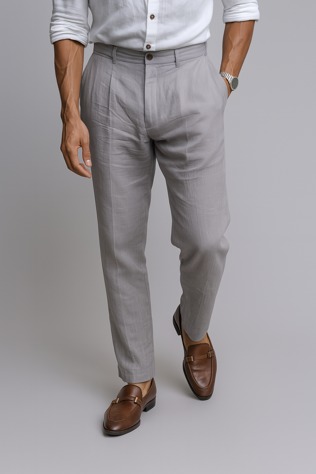 Laxquard™ Linen Luxe Spodnie – Letnia Elegancja w Odcieniu Kości Słoniowej