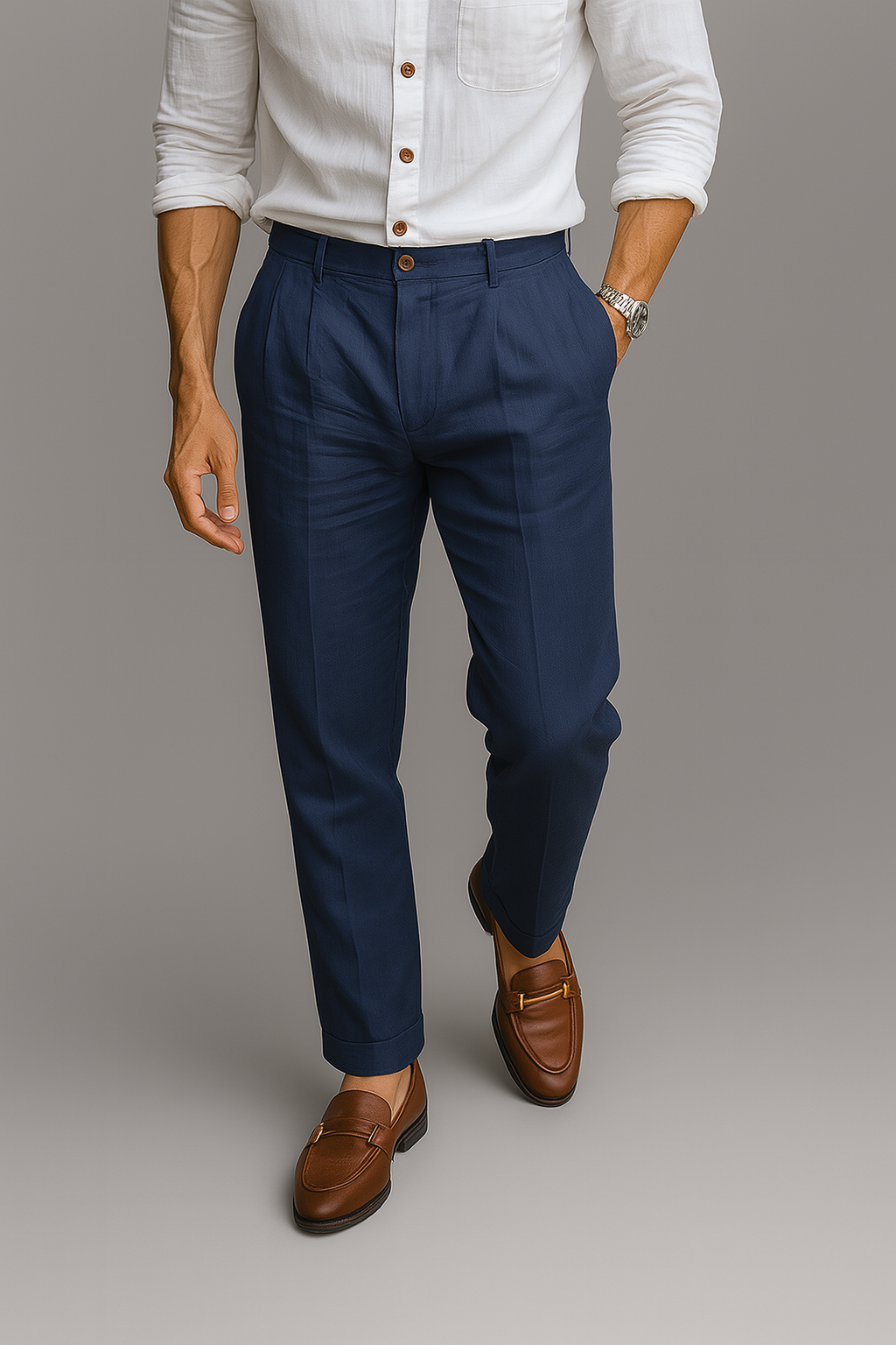 Laxquard™ Linen Luxe Spodnie – Letnia Elegancja w Odcieniu Kości Słoniowej
