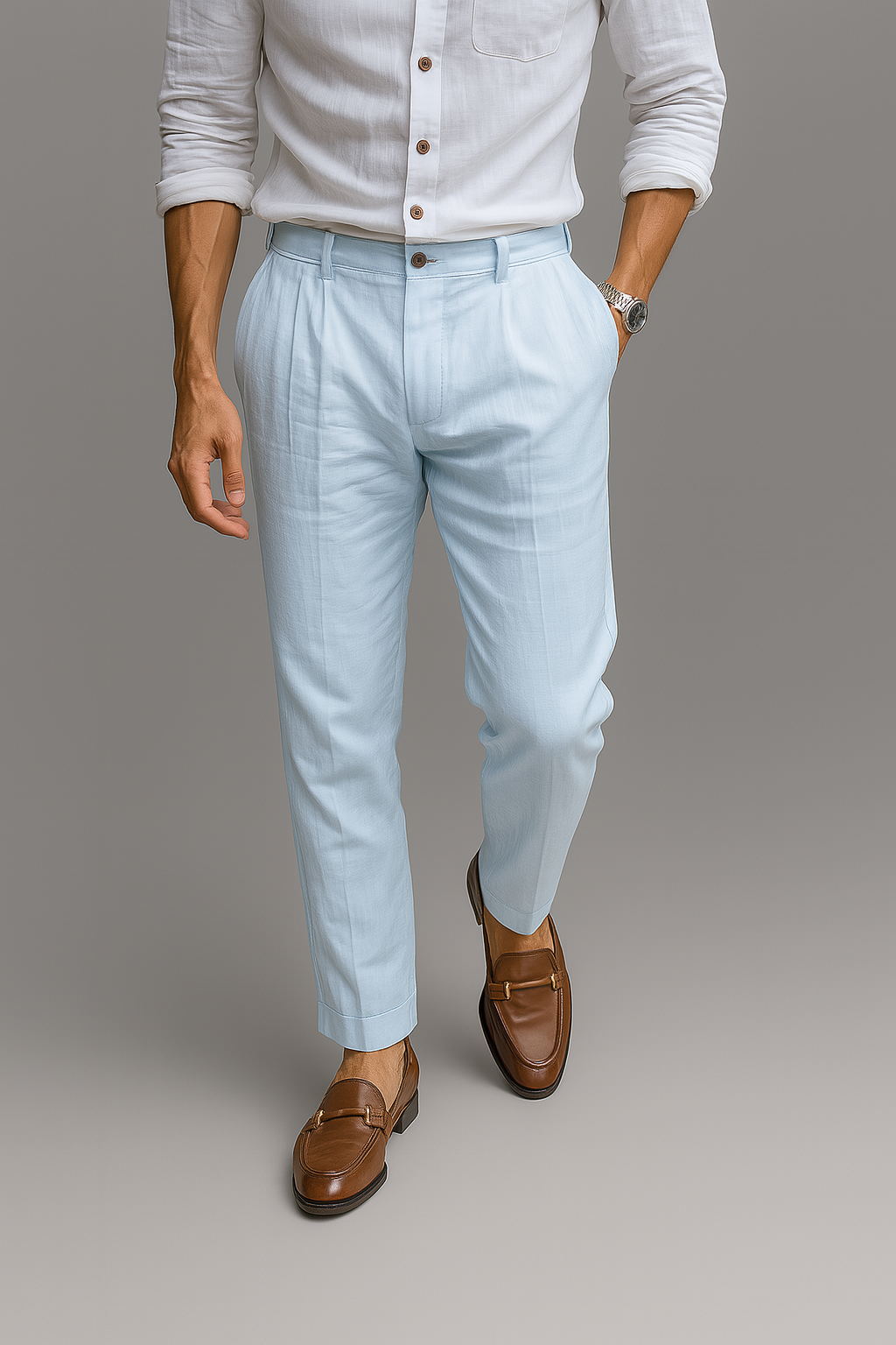 Laxquard™ Linen Luxe Spodnie – Letnia Elegancja w Odcieniu Kości Słoniowej